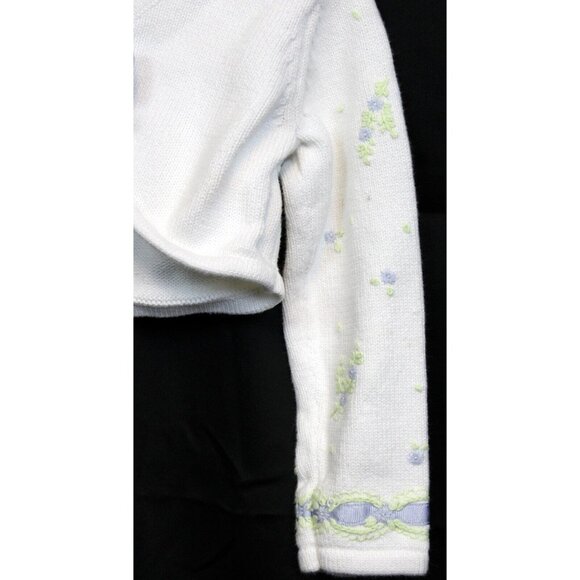 2004 Gymboree Petit Four White Cardigan Bolero Sweater sz 5 Easter Lavender Flow - Picture 3 of 9